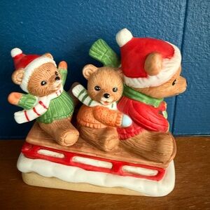 Homco Bears Sledding Figurine